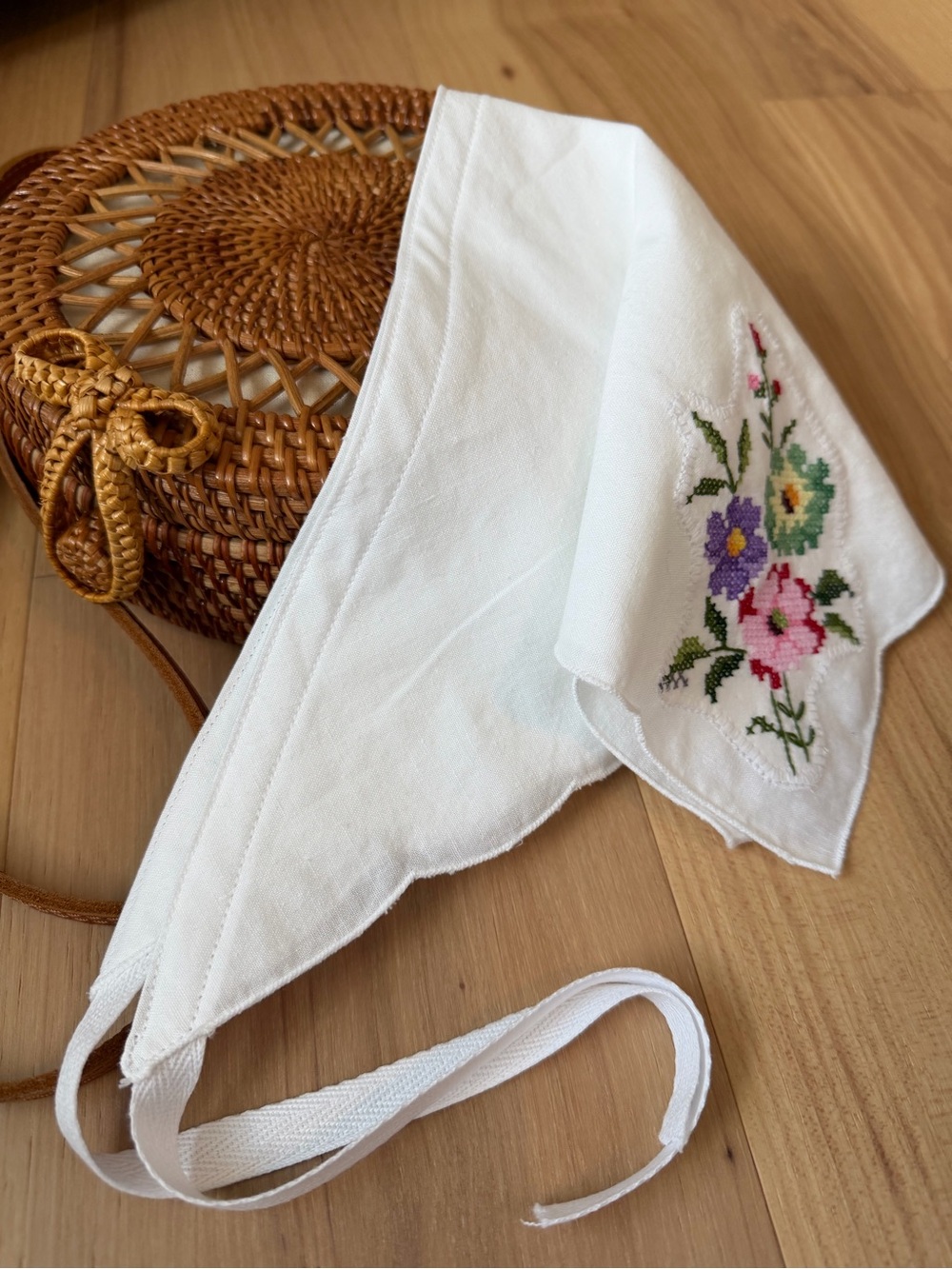 Handmade Bandana Hair Scarf Cross Stitch